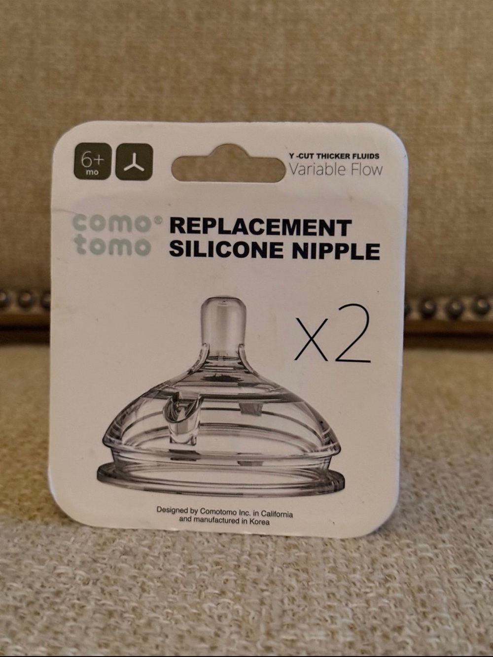 Comotomo Replacement Silicone Nipple 2 pack New NWT 6 months and up